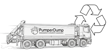 Pumperdump truck collects and recycles concrete waste